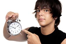 Young With An Alarm Clock Stock Photo Young With An Alarm Clock Stock Photo
