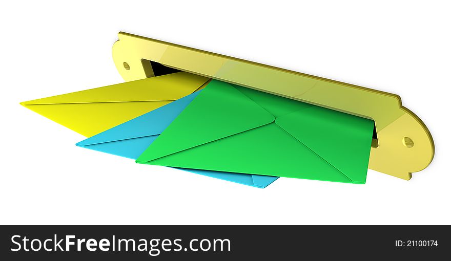 One mailbox with several envelopes (3d render). One mailbox with several envelopes (3d render)