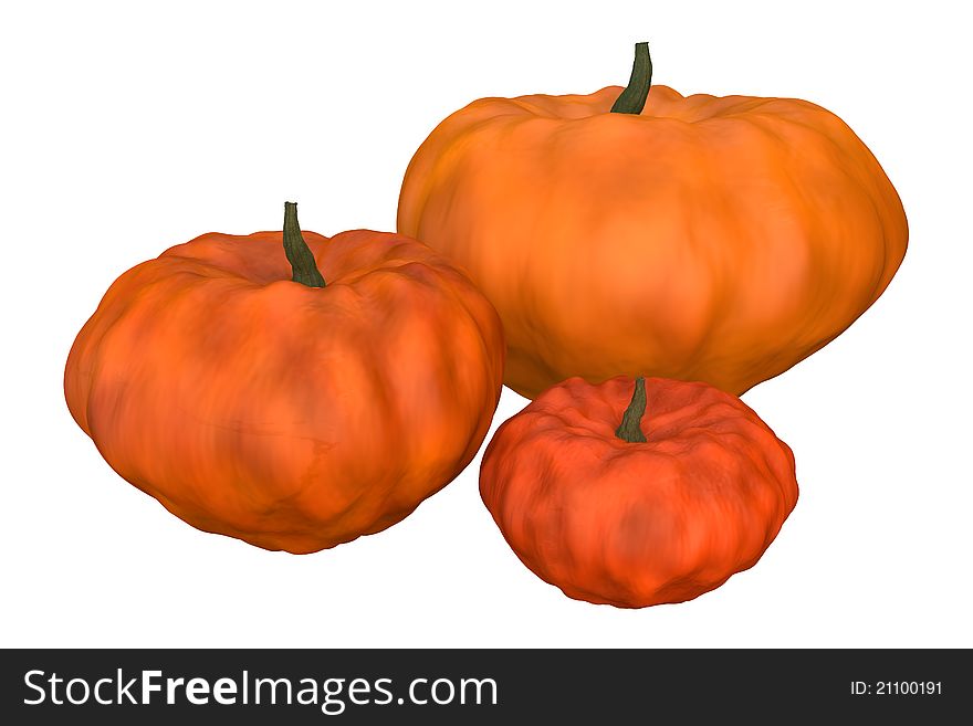 Three Halloween Pumpkins