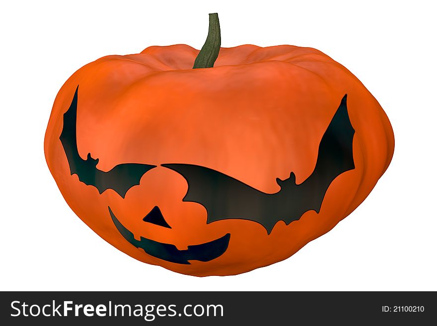 High quality rendering of halloween pumpkin with spooky face