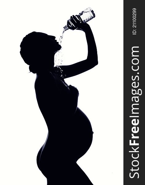 Pregnant woman drinking water