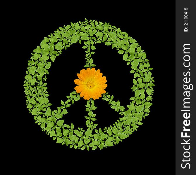 Green Plant Peace Symbol