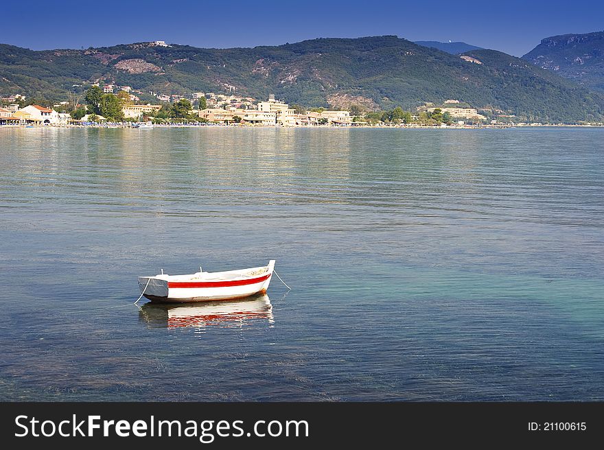 View Across The Sea To Moraitika, Corfu, Greece