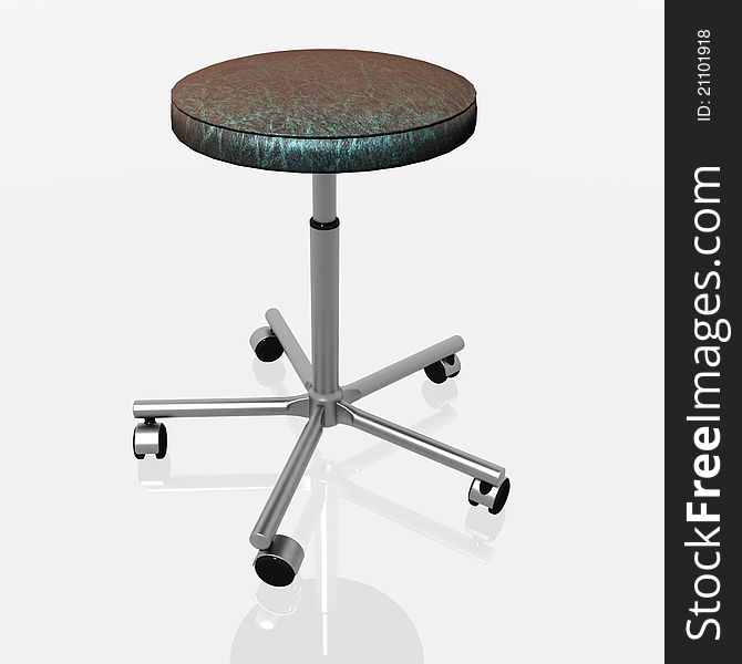 3d render of rotating chair on casters without a back