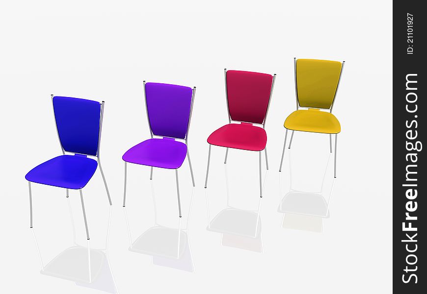 Group of chairs stand in a row