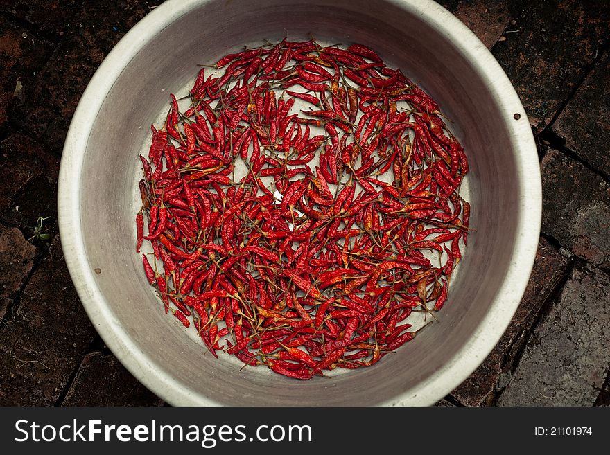 Chili peppers are ready to be salted