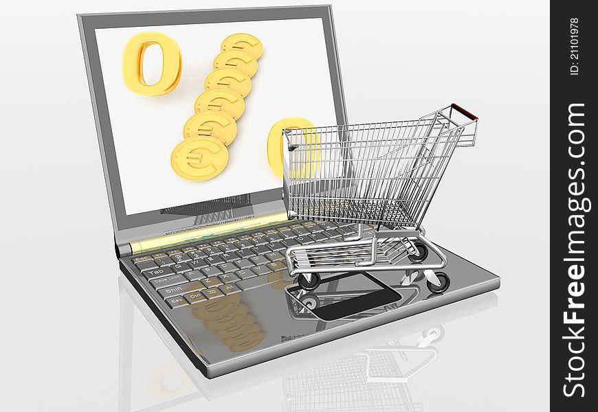 Shopping-cart and laptop