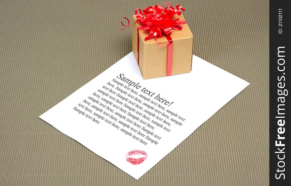 Gift and letter with kiss