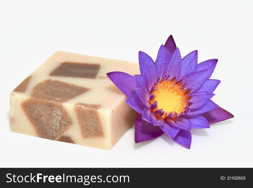 Spa soap and purple waterlily
