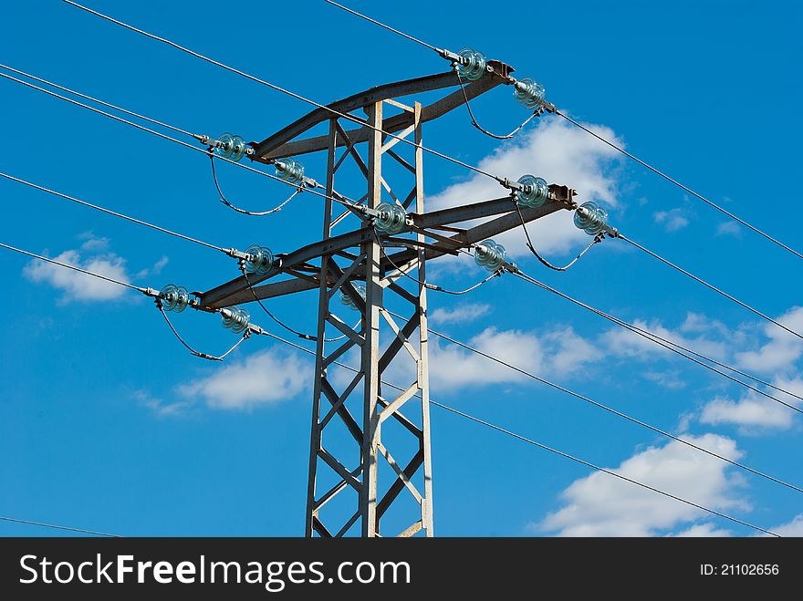 Power pole against a beautiful sky. Power pole against a beautiful sky