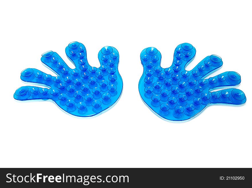 Knickknack in the form of the opened hands on a white background