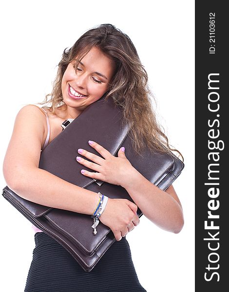 Woman holding a briefcase
