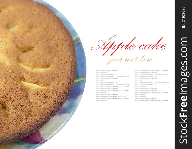 Apple cake on a white background