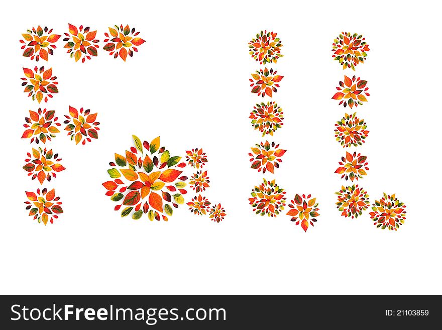 Beautiful decoration made from multicolored autumn leaves, fall background