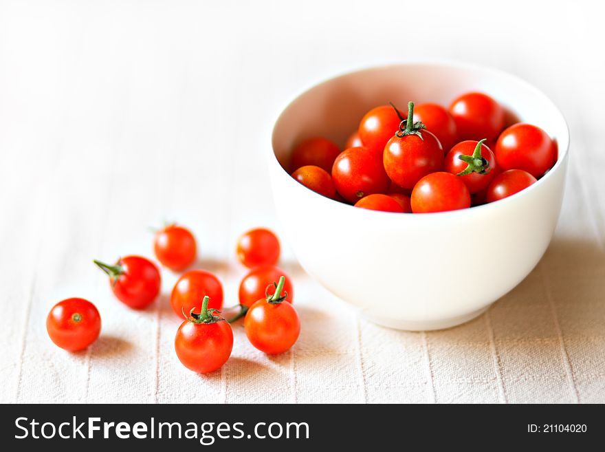 Group of fresh homegrown small tomatoes