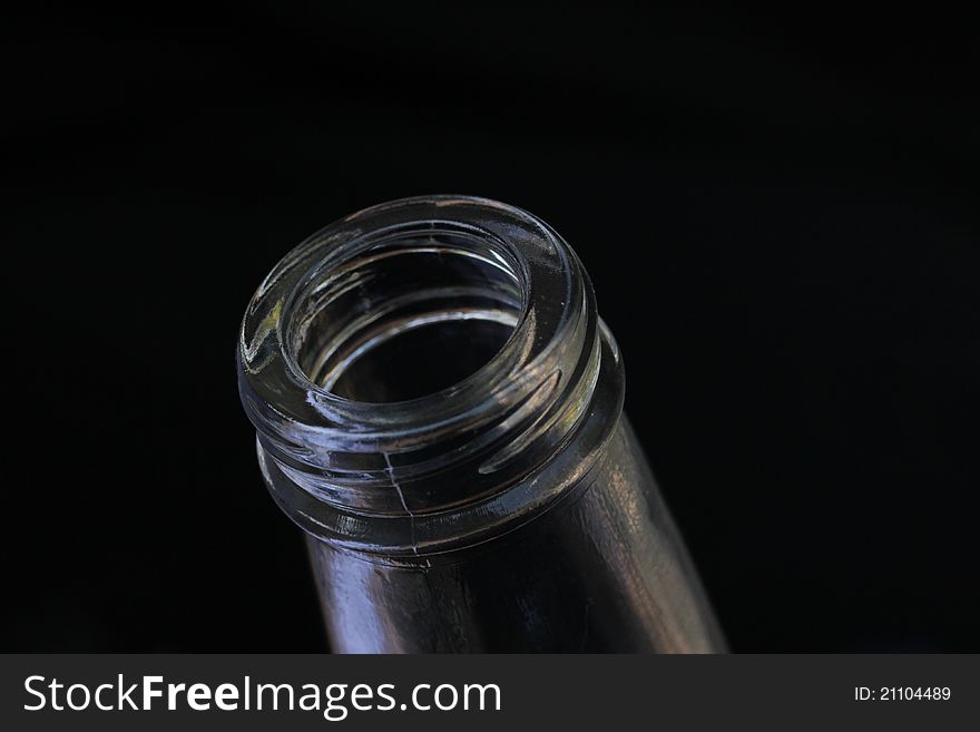 Bottle Neck Glass On Black Background