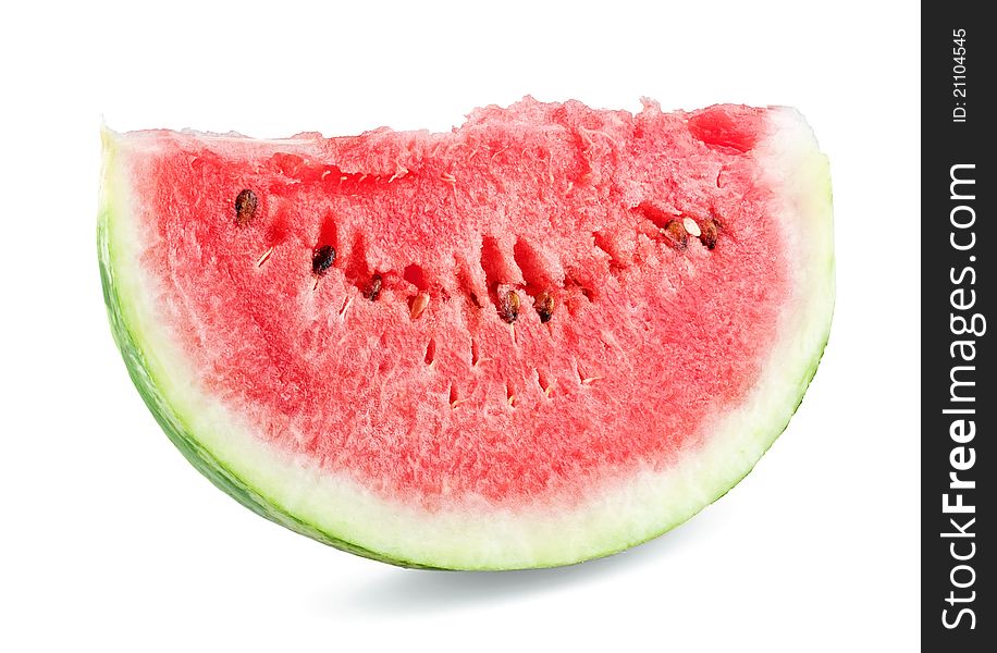 Slice of juicy melon on white background