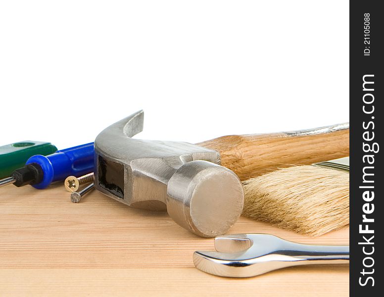 Construction Tools On White