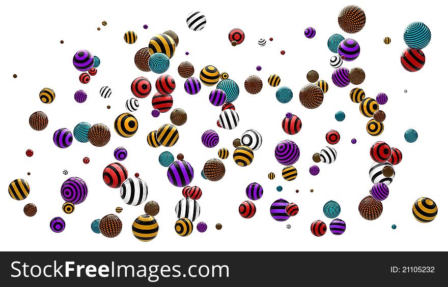 Many colored balls on a white background