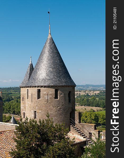 Medieval Tower, La CitÃ©, Carcassonne, France. Medieval Tower, La CitÃ©, Carcassonne, France