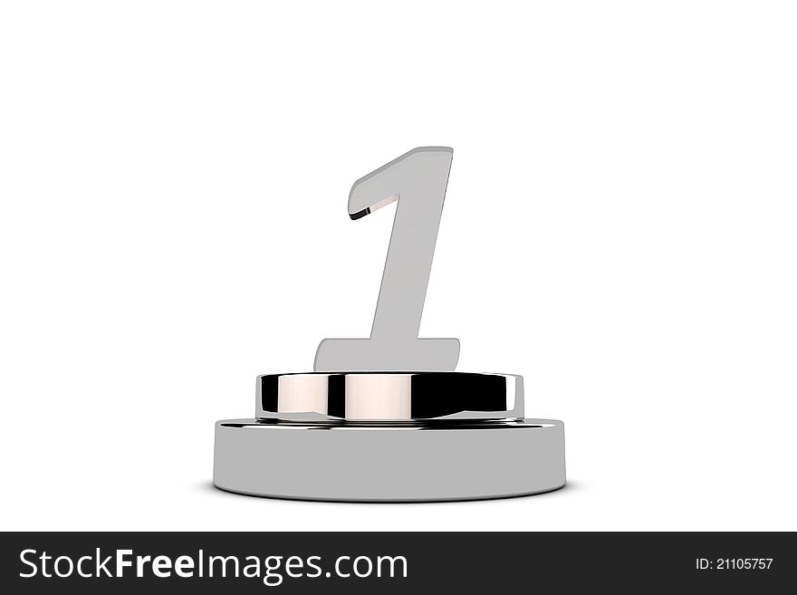 Podium on white background with first place. Podium on white background with first place