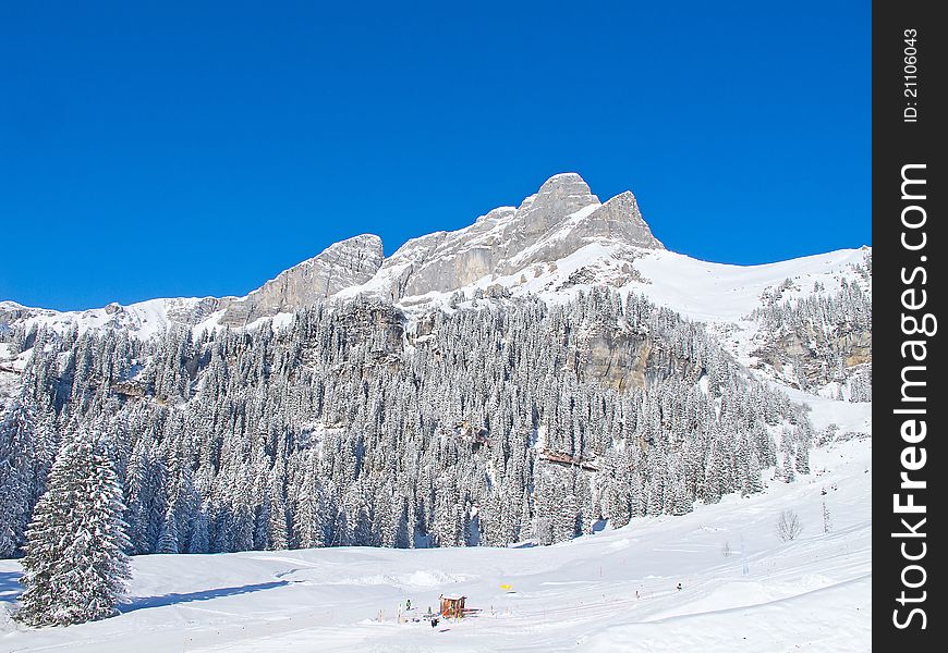 Slope on the skiing resort Braunwald. Switzerland. Slope on the skiing resort Braunwald. Switzerland