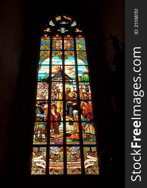 A church stained glass window, Czech Republic.