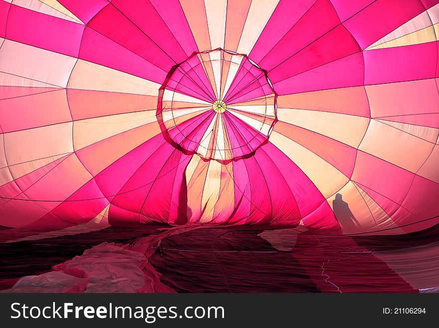 Colorful hot air balloon from inside