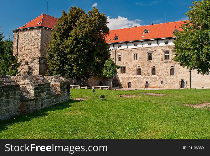 Castle in Budyne nad Ohri built in romantic style, Czech Republic.