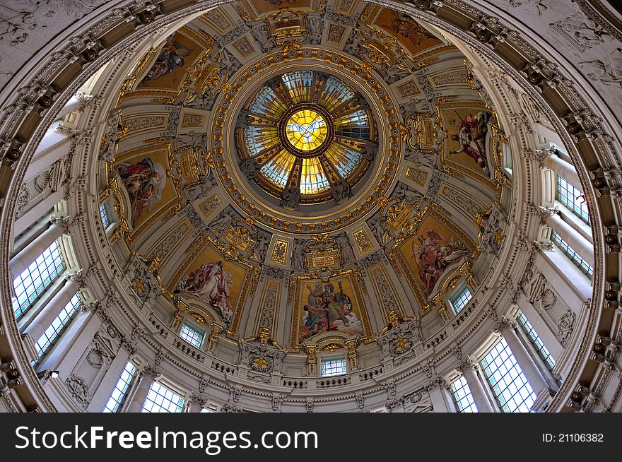 The ceiling of the dome inside Berlin Cathedral. The ceiling of the dome inside Berlin Cathedral