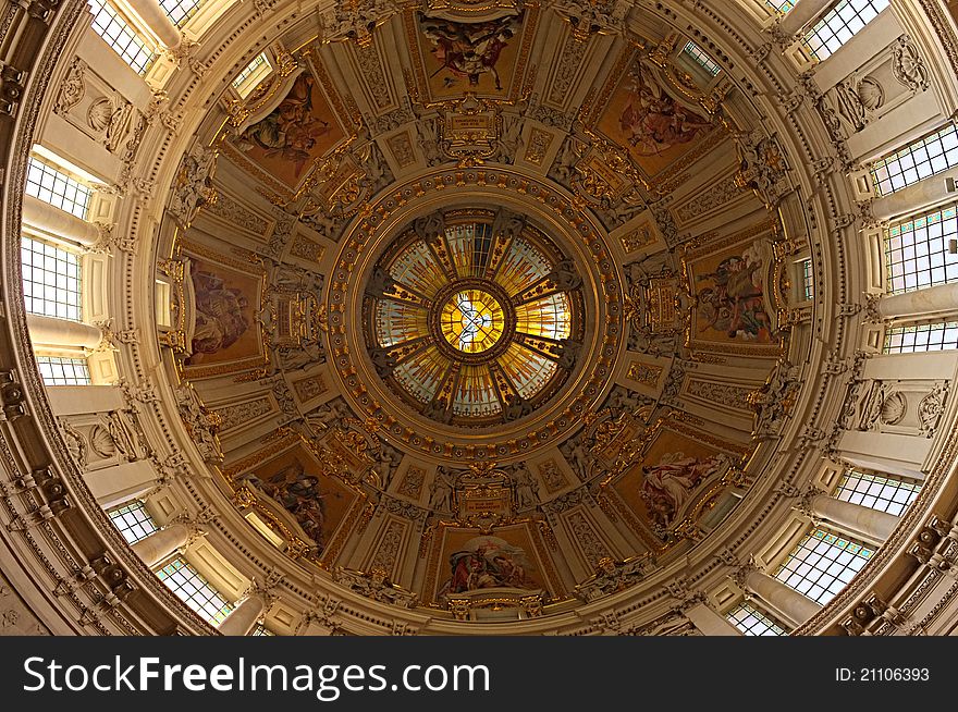 The ceiling of the dome inside Berlin Cathedral. The ceiling of the dome inside Berlin Cathedral