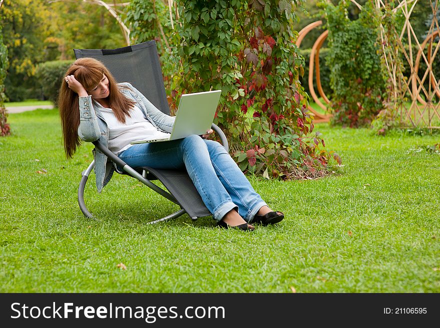 Young woman working on laptop