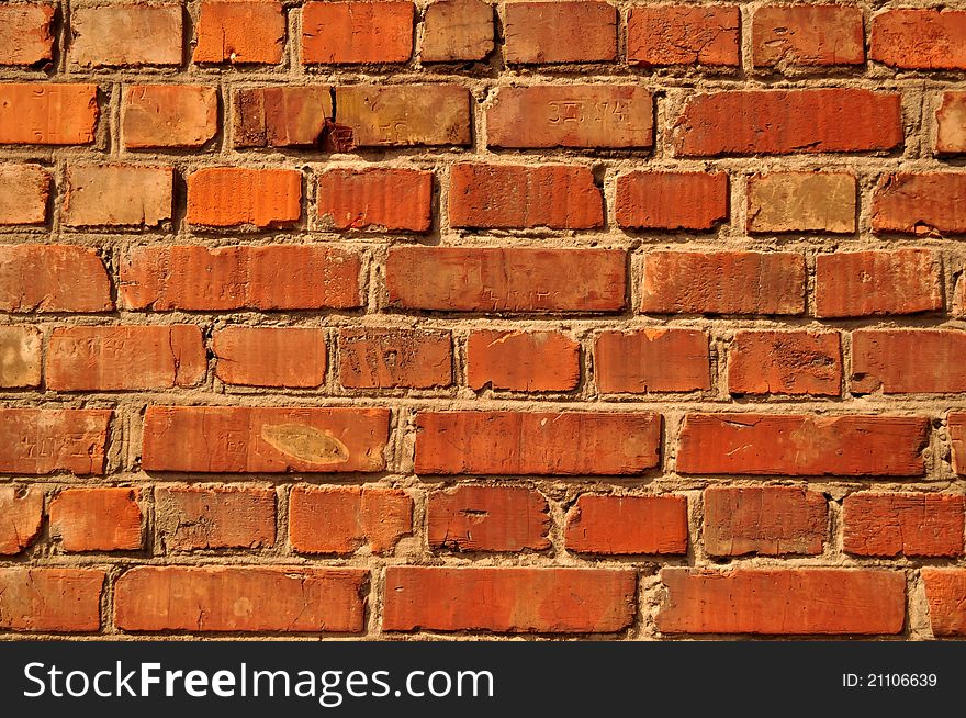 Wall of bricks in the form of the texture of the background. Wall of bricks in the form of the texture of the background