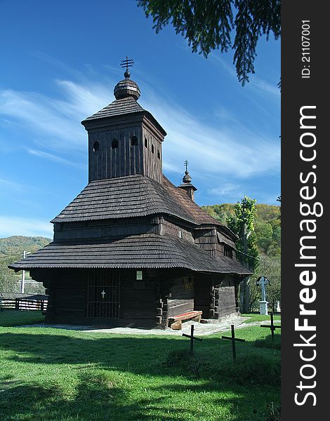 Wooden church - famous historic landmark in East Slovakia, in a small village called Ulicske Krive (near city Snina)