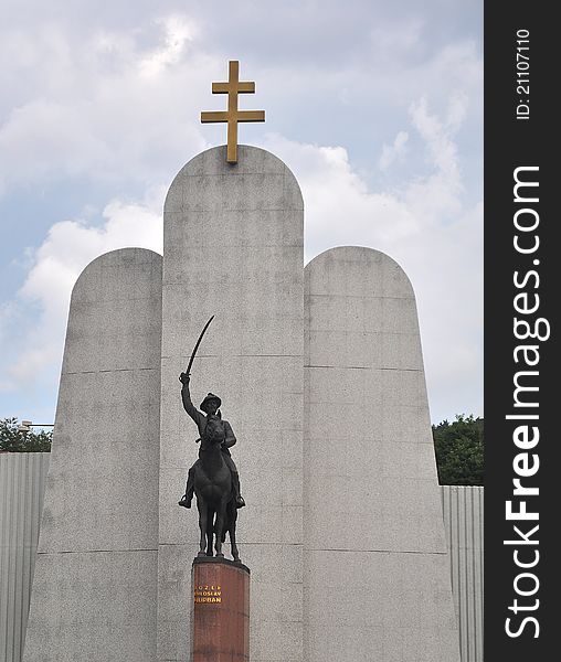 Statue of Jozef Miloslav Hurban in Zilina - leader of the Slovak National Council and the Slovak Uprising in 1848/1849, a Slovak writer, journalist, politician, organizer of Slovak cultural life and a Protestant priest. Statue of Jozef Miloslav Hurban in Zilina - leader of the Slovak National Council and the Slovak Uprising in 1848/1849, a Slovak writer, journalist, politician, organizer of Slovak cultural life and a Protestant priest.