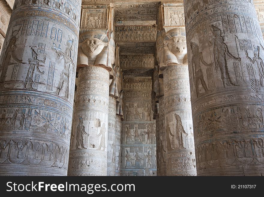 Columns in an ancient egyptian temple