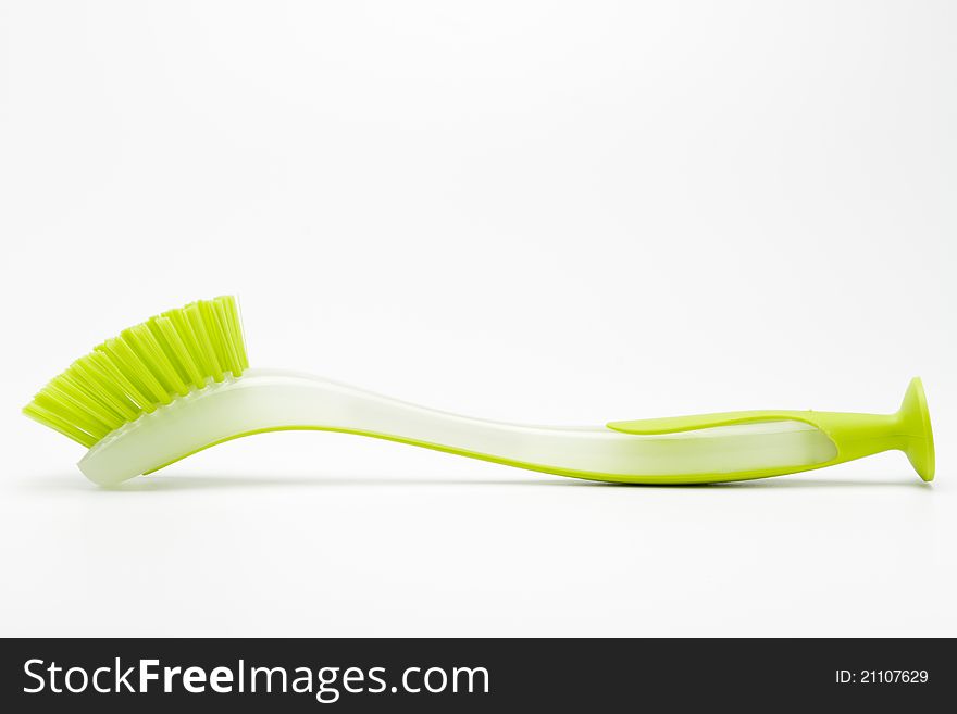 Green brush, domestic equipment for cleaning. Green brush, domestic equipment for cleaning
