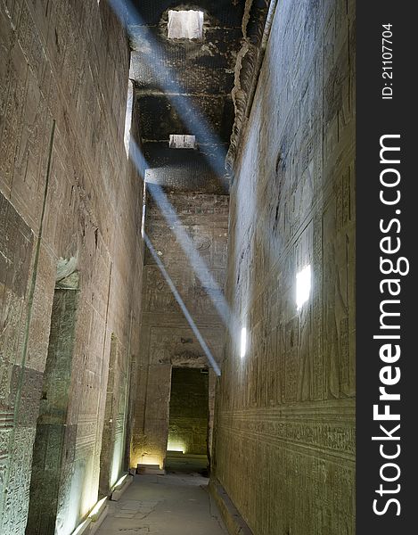 Corridor inside an ancient egyptian temple