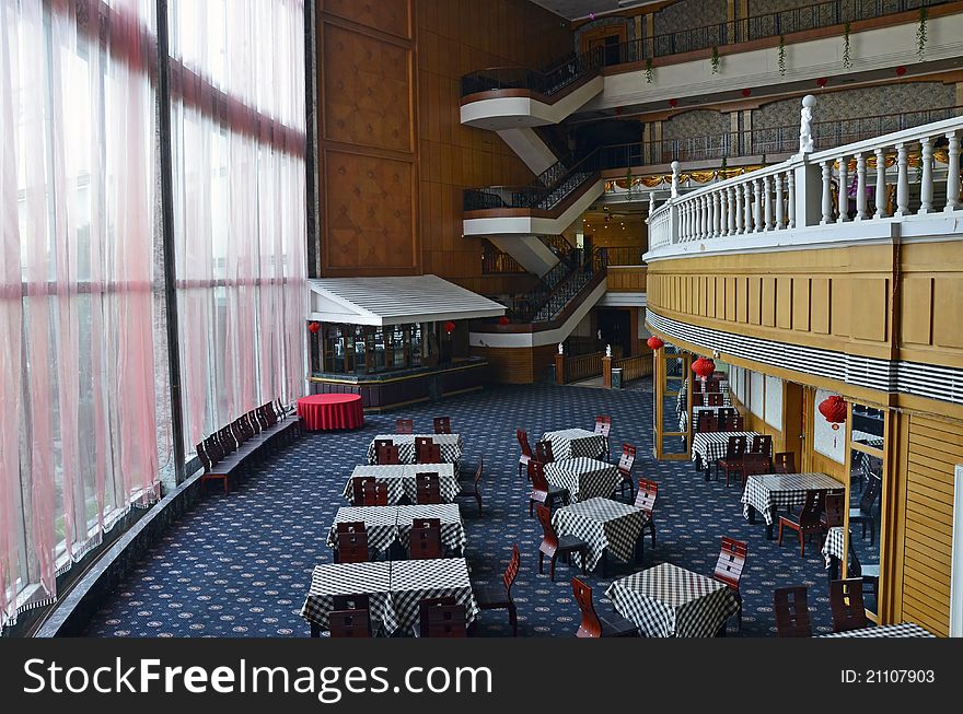 Dinner place in a hotel lobby