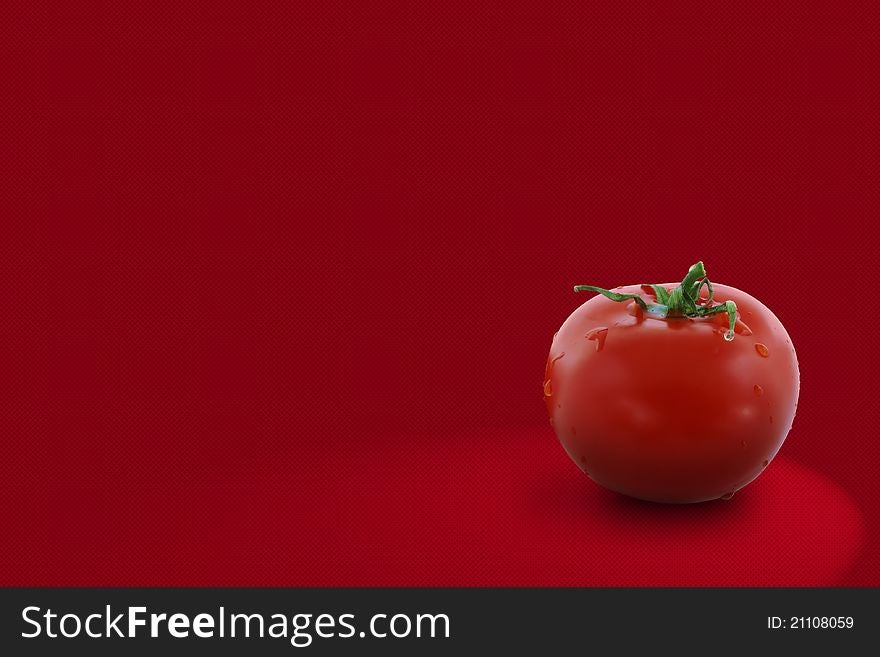 Red tomato on red background