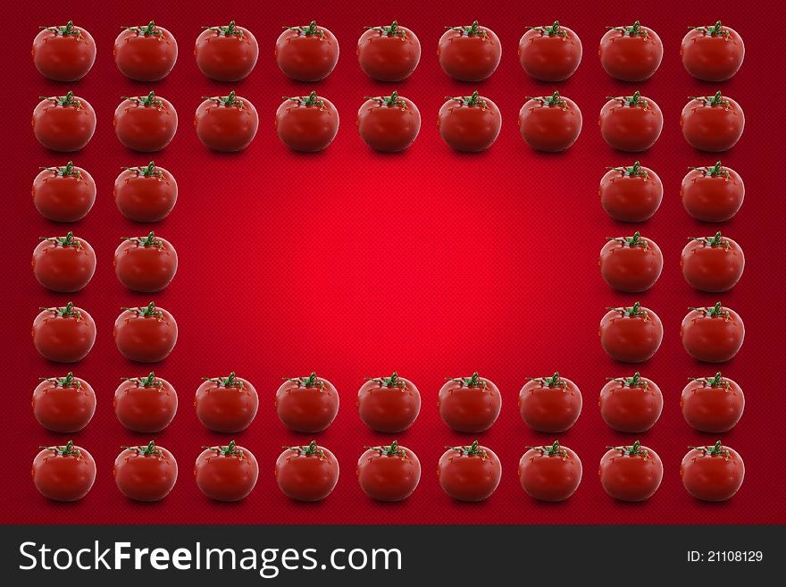 Red tomatoes in mosaic on red background
