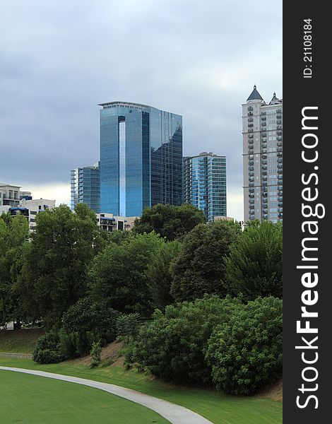 Piedmont park view of an Atlanta Georgia office building. Piedmont park view of an Atlanta Georgia office building.