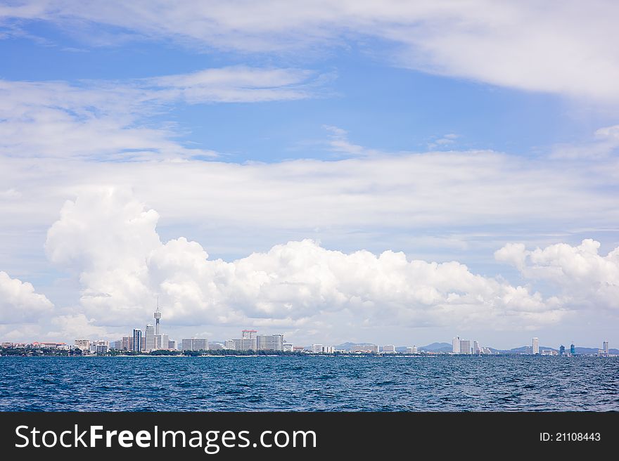 Beautiful sky on the sea and beautiful city. Beautiful sky on the sea and beautiful city