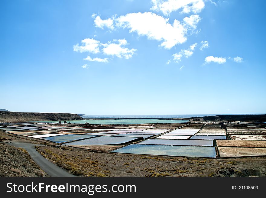 Salt refinery, Saline from Janubio, Lanzarote, Spain