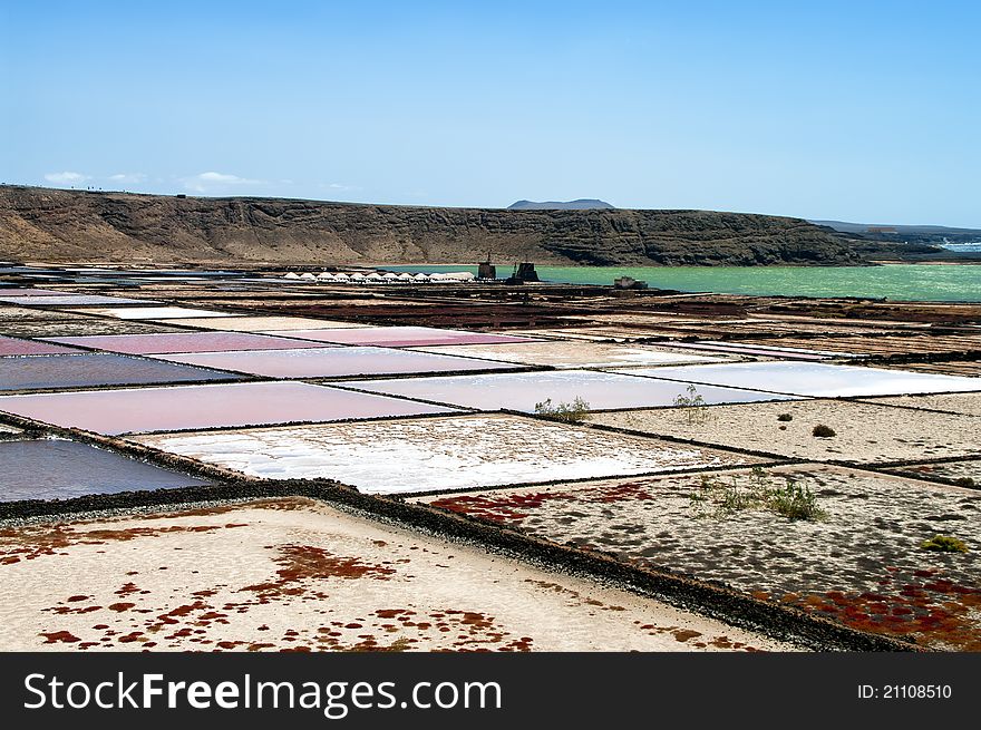 Salt refinery, Saline from Janubio, Lanzarote, Spain