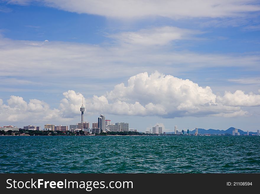 Beautiful sky on the sea and beautiful city. Beautiful sky on the sea and beautiful city