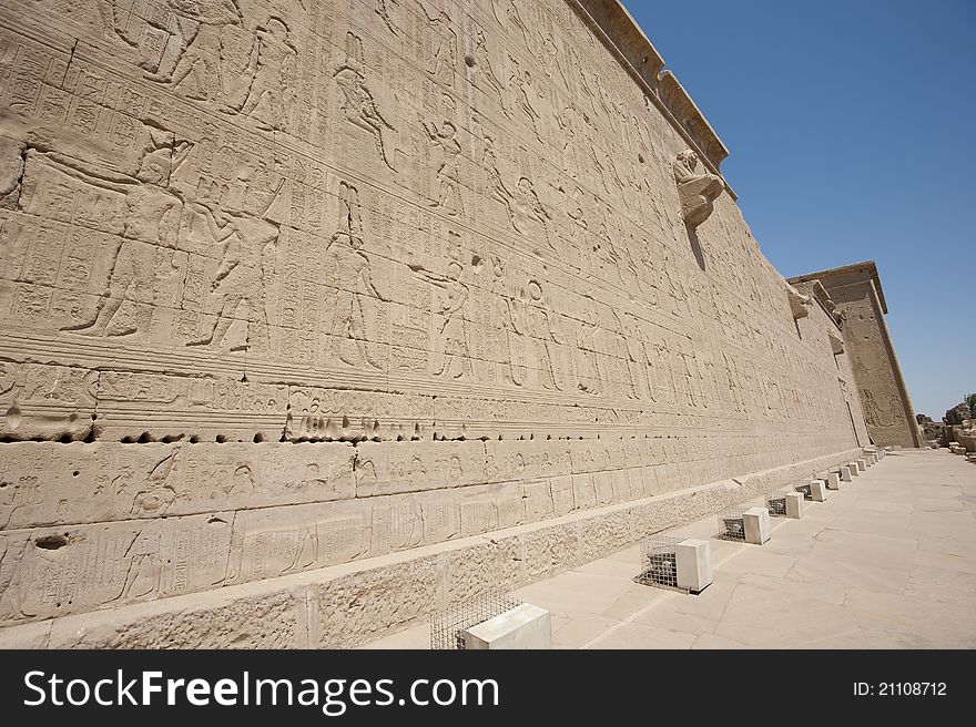 Hieroglypic Carvings On An Egyptian Temple