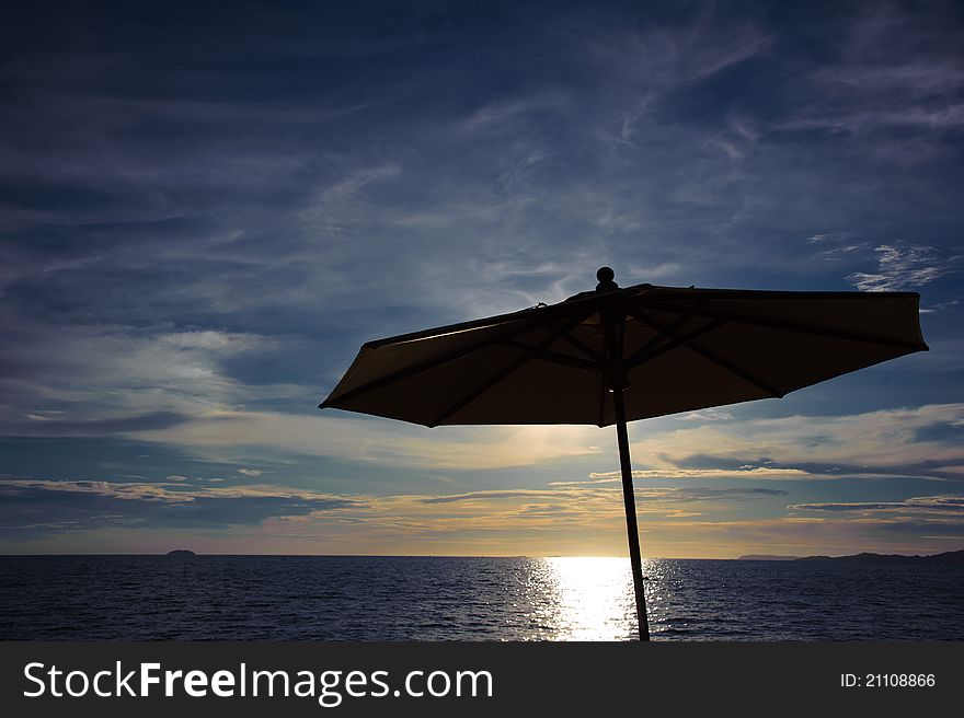 Umbrella Beach Sea Sky Beautiful Silhouette