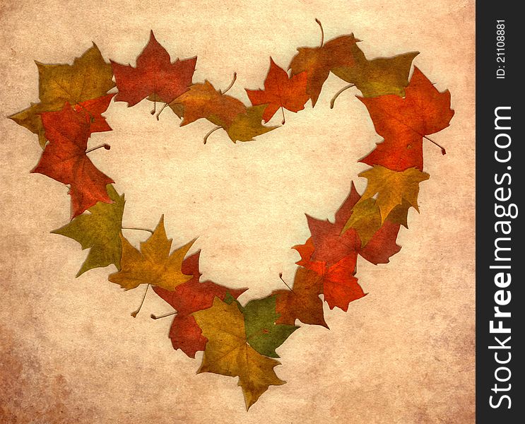 Fall Leaf Love Vintage Heart
