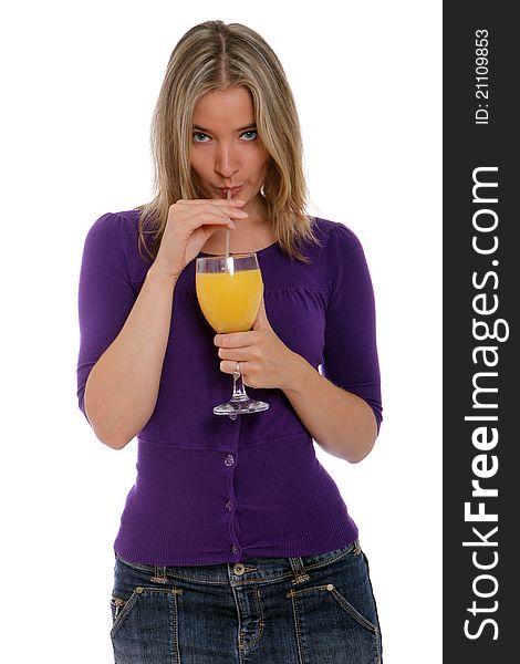 Woman Drinking Orange Juice